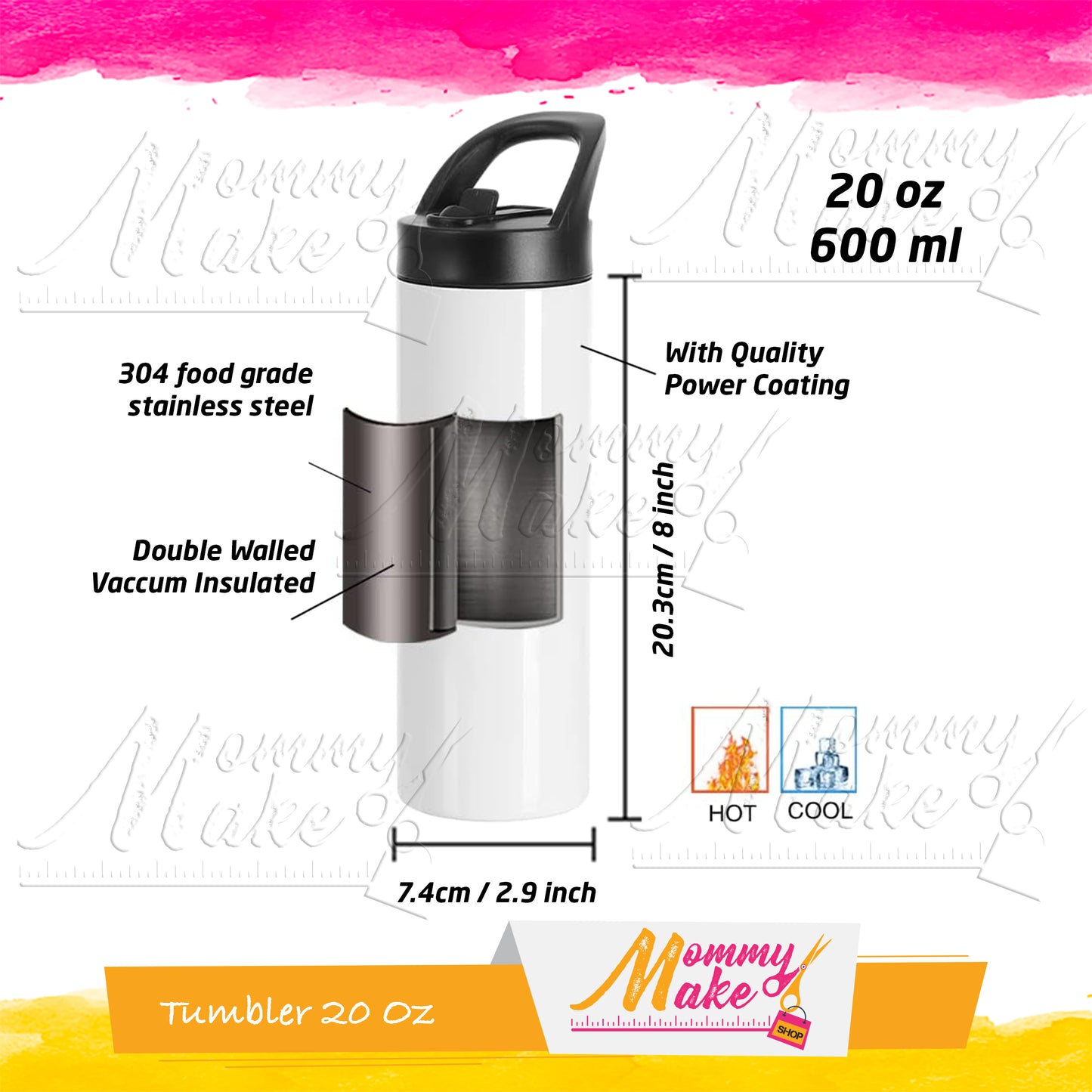 Skinny Tumbler 20oz/600ml - Golden Retriever
