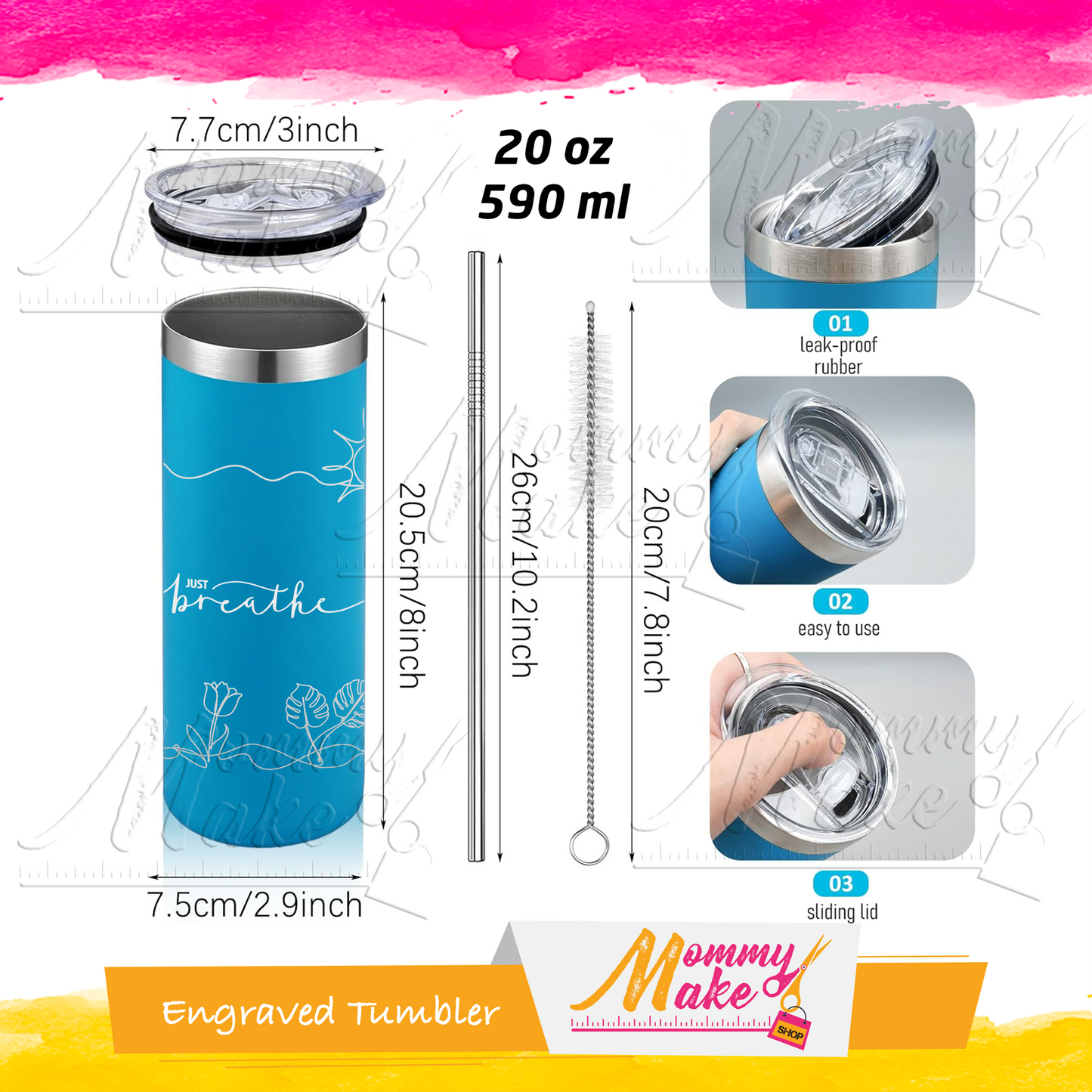 Engraved Tumblers - Just Breathe