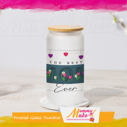 Frosted Glass Tumbler 16oz with Bamboo Lid and Straw – The Perfect Mother’s Day Surprise!
