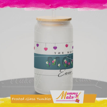 Frosted Glass Tumbler 16oz with Bamboo Lid and Straw – The Perfect Mother’s Day Surprise!