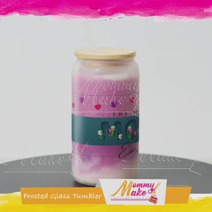 Frosted Glass Tumbler 16oz with Bamboo Lid and Straw – The Perfect Mother’s Day Surprise!
